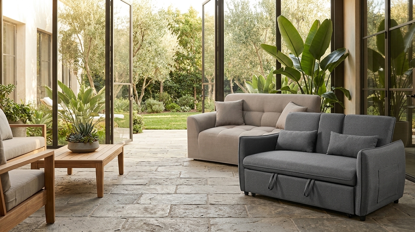 Compressed 3-seater brown sofa