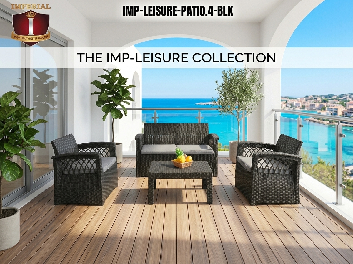 Imperial Leisure 4-Piece Patio Set (Model: IMP-LEISURE-PATIO.4-BLK) — dark-grey