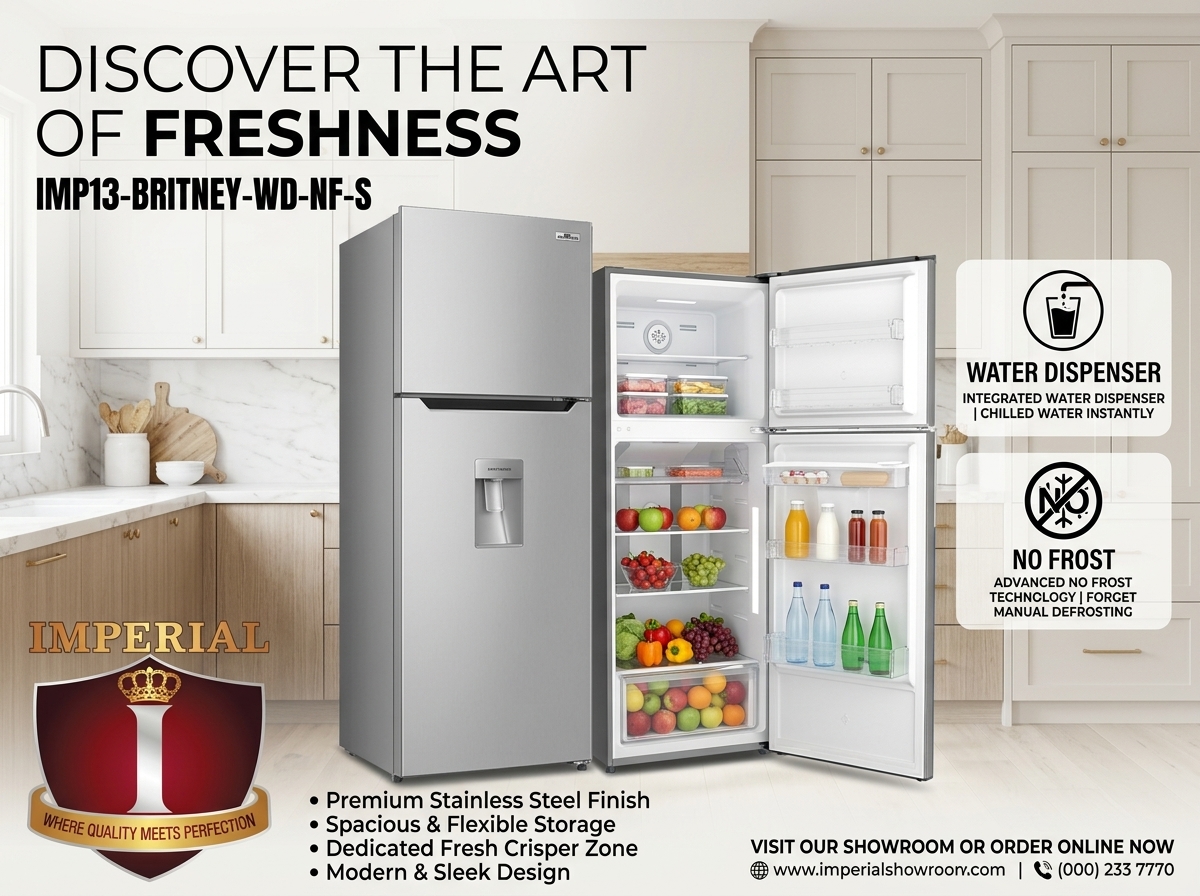 IMPERIAL IMP13-BRITNEY-WD-NF-S 13 Cu. Ft. No Frost Refrigerator with Water Dispenser – Silver