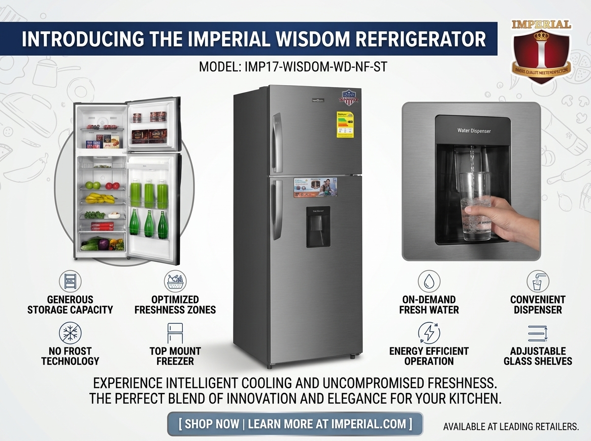 IMPERIAL IMP17-WISDOM-WD-NF-ST Tall No Frost Refrigerator with Water Dispenser – Inox