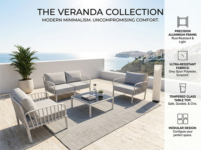 Botanist Premium Outdoor Rope Wicker Patio Dining Set grey — Grey