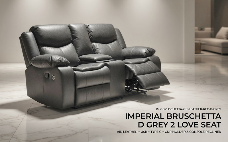 Bruschetta 2-Seater Loveseat Recliner (Grey)