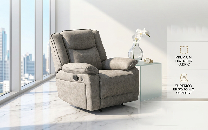 Carbonara Single-Seater Armchair Recliner (Grey)