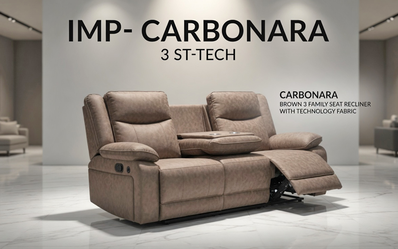 Carbonara 3-Seater Family Sofa Recliner (Brown)