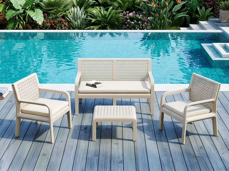 Imperial Serenity 4-Piece Outdoor Patio Set (Cemel) — Cream